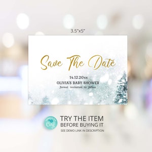 Winter Baby Shower Save The Date Card Template Save The Date Baby Shower Boy W228