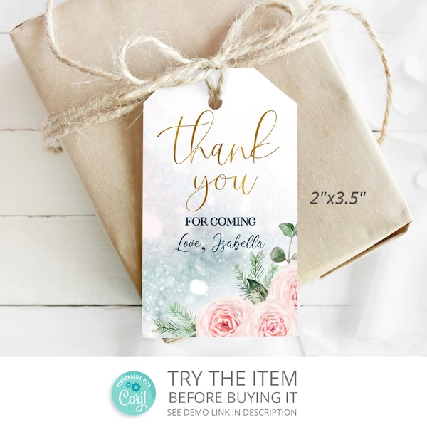 Baby it's Cold Outside Baby Shower Favor Tags | Boho Winter Baby Shower Thank You Tags | FLoral Winter Gift Tags | Christmas Gift Tags W73