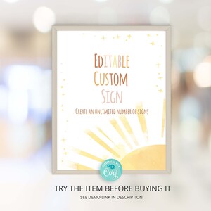 Editable Custom Sign Sunshine Birthday | Our Little Sunshine Birthday Custom Sign Template | First Trip Around the Sun Birthday decor  S4