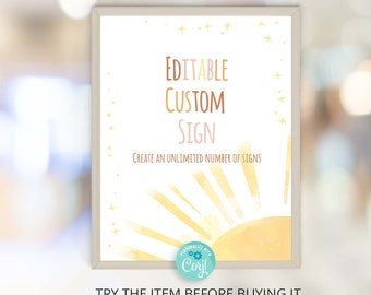 Editable Custom Sign Sunshine Birthday | Our Little Sunshine Birthday Custom Sign Template | First Trip Around the Sun Birthday decor  S4