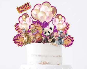 Safari Animals Cake Topper, Party Animals Cake Topper, Animals Birthday Party, Jungle Birthday Decor, Safari Birthday Decorations  PA39