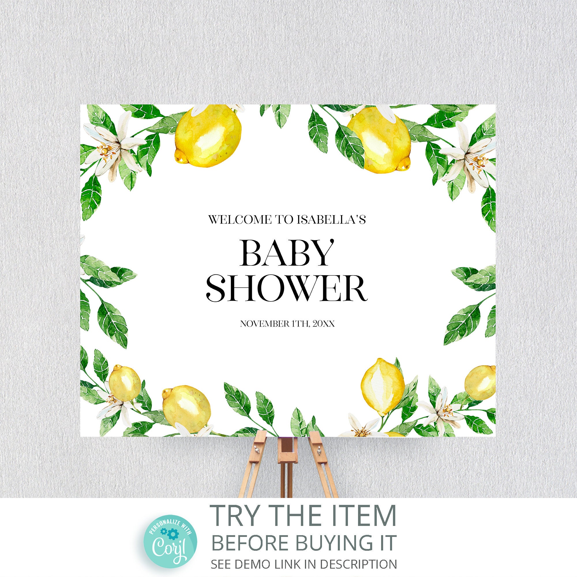 Baby Lemon Shower Sign Lemon Theme Baby Shower Sign Etsy