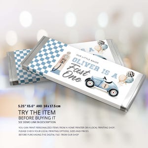 Fast One Birthday Boy, Racecar Birthday Decorations Editable Chocolate Bar Wrapper Candy Bar Wrappers Decor Candy Bar Chocolate Favor CA82