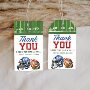 Football Birthday Thank You Tags Game On Football Birthday Favor Tags Football Party Tags Template Boy Birthday Football Tags Printable AM44