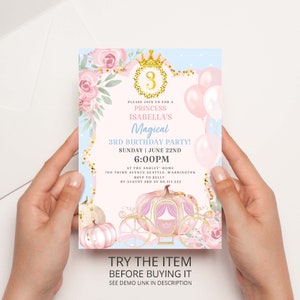 Princess Birthday Invitation Pumpkin Carriage  Our Little Pumpkin Princess invitation Fall Birthday Digital Invite Download P168