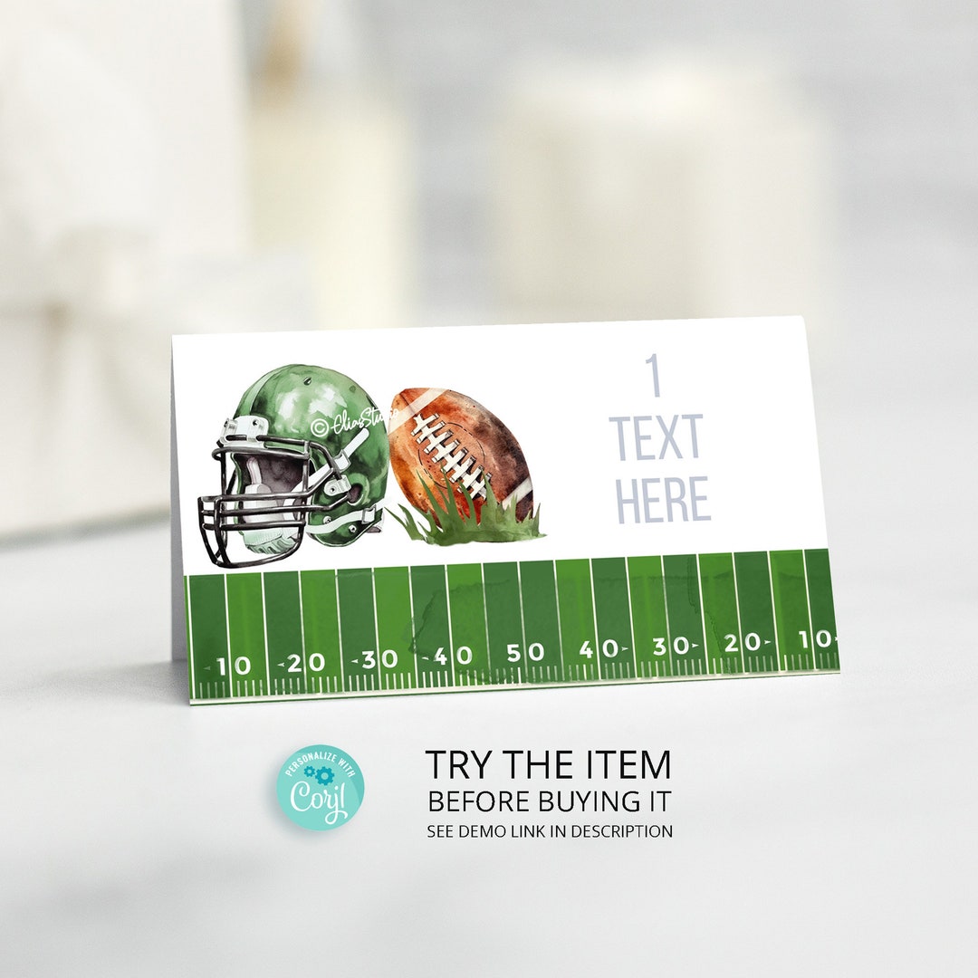 Editable Football Birthday Place Cards, Football Birthday Party Table ...