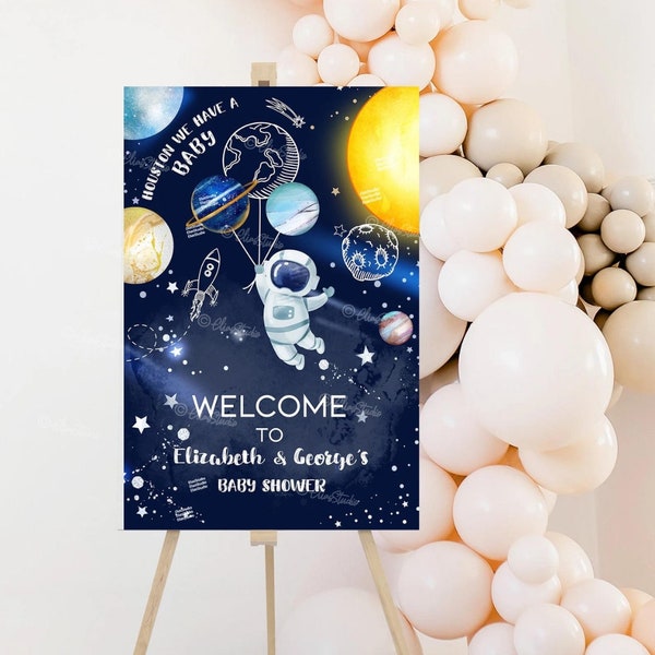 Space Baby Shower Decorations Outer Space Baby Shower Welcome Sign |  Space Themed Baby Shower Sign | Galaxy Baby Shower decor SP419