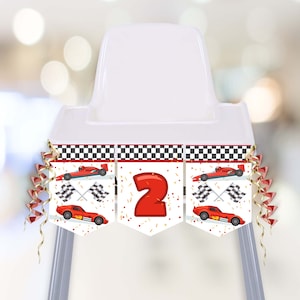 High Chair Banner Two Fast Birthday, Two Fast Two Curious, Race Car Party 2nd Birthday High Chair Banner Template decorations CA13