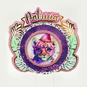 Party Animals Cake Topper Shaker, Safari Animal Cake Topper, Wild One Birthday, Safari Tiger Birthday Decor, Cheetah Birthday Decorations