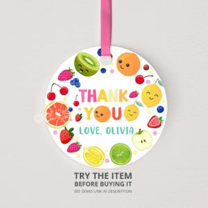 Editable Twotti Frutti Birthday Thank You Tags Template, Two-tti Frutti Party Gift Tags, Birthday Girl Favors Tag, Summer Fruit Birthday TF3