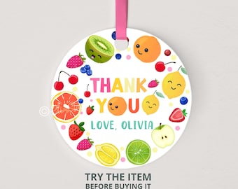 Editable Twotti Frutti Birthday Thank You Tags Template, Two-tti Frutti Party Gift Tags, Birthday Girl Favors Tag, Summer Fruit Birthday TF3