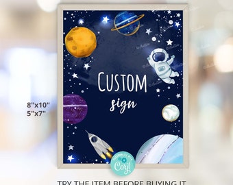 Editable Outer Space Custom Sign First Trip Around the Sun Silver Collection Space Birthday Sign Space Baby Shower Custom Sign SP479