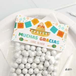 Treat Bag Toppers Digital Download Template Muchas Gracias Fiesta Birthday Party Thank You Favor Tag Fiesta Party Decorations F278