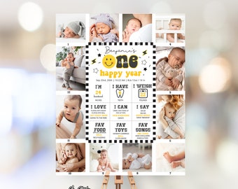 ONE Happy Dude Birthday Milestone Sign First Birthday, One Happy Year, Photo Milestone Board, Baby First Birthday Boy Decorations DU42