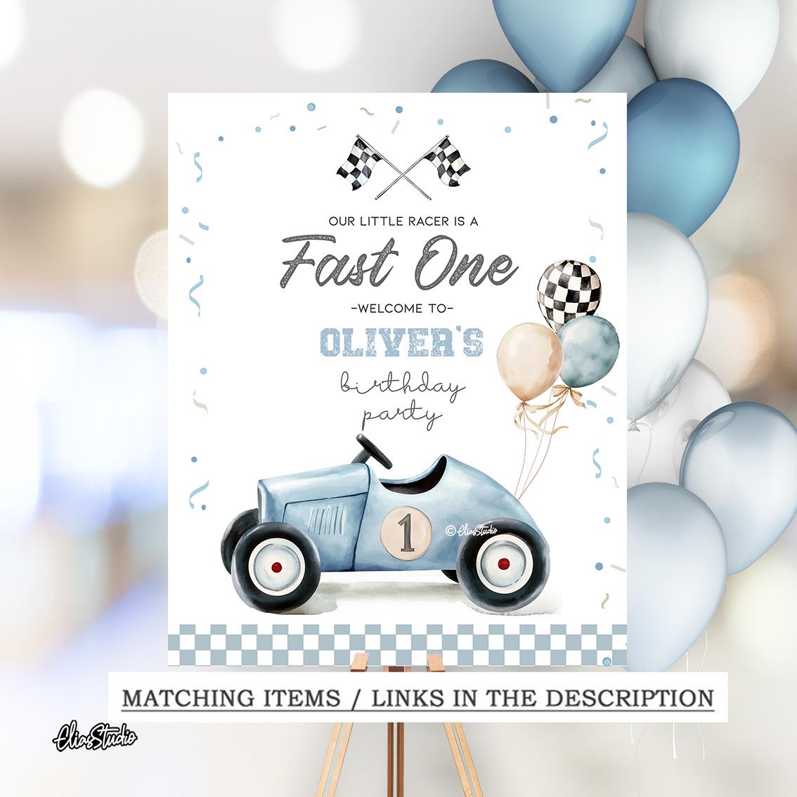 Fast One Birthday Boy, Milestone Sign First Year, Racecar Birthday ...