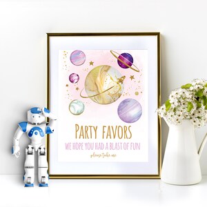 Gefälligkeiten Zeichen Vorlage | Space Party Danke Schild | Weltraum Geburtstagsschild | Galaxy Party Dekoration S229
