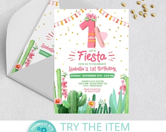 1st Birthday Fiesta Invitations. Fiesta First Birthday Invite F65