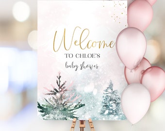Winter Baby Shower Welcome Sign Template Baby It's Cold Outside Baby Shower Sign Holiday Winter Wonderland Baby Shower Decor Printable W398