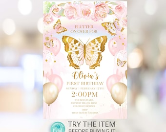 Butterfly Invitation Template |  Butterfly Birthday Party Invitation /0299