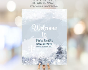 Winter Themed Baby Shower Decorations | Winter Woodland Welcome Sign Baby its Cold Outside | Baby Boy Winter Baby Shower W211