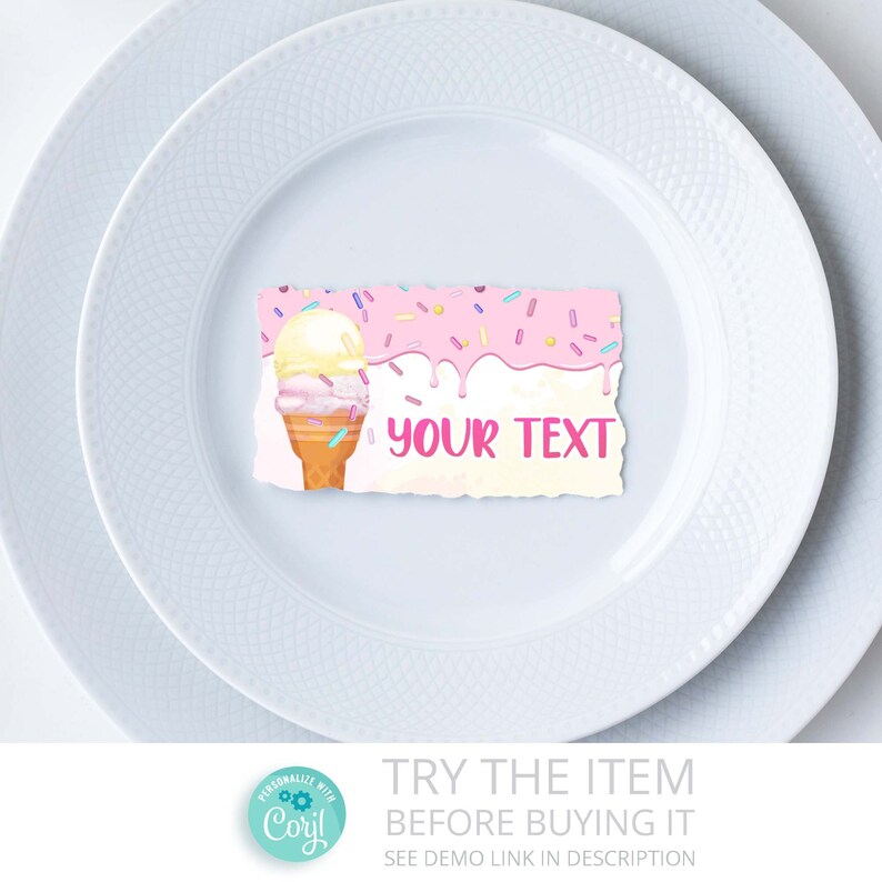 Editable Food Labels Ice Cream Bar Ice Cream Party Place Etsy