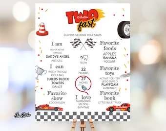 Two Fast Two Curious Birthday Milestone Sign Template 2nd Birthday Decorations Race Car Party Sign Second Birthday Boy Milestone Board CA41