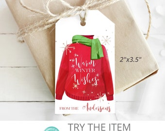 Christmas Editable Christmas Tag Warm Wishes | Personalized Christmas Tag |  Christmas decorations W82