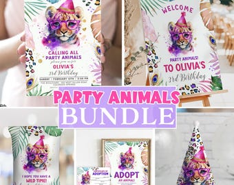 Calling All Party Animals Editable Any Age Birthday Bundle: Tiger birthday Decor. /Pa88