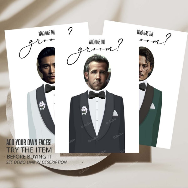 Celebrity Bachelorette Game Gas The Groom Bridal Shower Game Who Has the Groom Wedding Shower Game Modern Minimalist Bridal Shower Game CU46