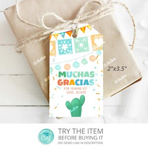 Fiesta Thank You Favor Tags: First Fiesta Party Decorations (Digital Download)