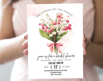 Fresh Off The Market Bridal Shower Invitation, Floral Bridal Shower Invite Template, Garden Bridal Shower, Spring Bridal Shower FM4