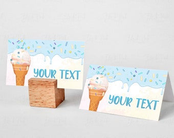 Editable Food Labels Ice Cream Bar | Ice Cream Party Place Card, Ice Cream Party Decor Dessert Table /0289