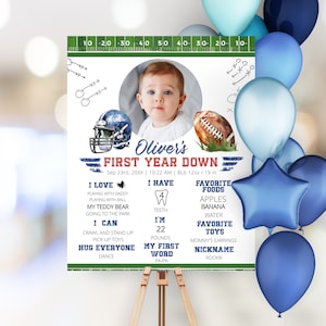 1st Birthday Football Milestone Board First Year Down Game On Football Birthday Milestone Sign Milestone Board First Birthday Boy Sign AM38