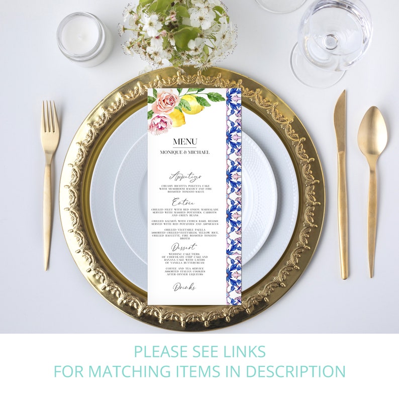 Personalized Placemats Italian Themed Lemon Tile Placemats Etsy