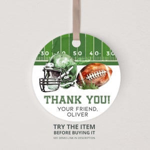 Editable Football Birthday Thank You Tags,  Football Birthday Round Tags, Football Party Tags Template Boy Birthday Football Tag AM5