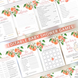 Sweet as a Peach Afdrukbare babyshowergames • Een beetje Sweet Peach is onderweg Gamesbundel • Virtuele babyshowergames PH1