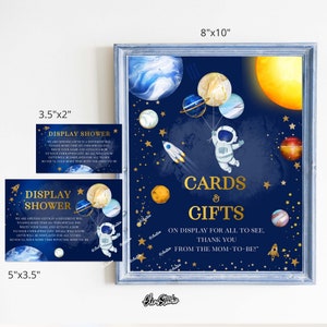 Space Baby Shower Decorations, Cards And Gifts Sign Baby Shower, Display Shower Cards, Moon Baby Shower Boy, Insert Cards Baby Shower SP552