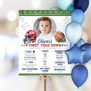 1st Birthday Football Milestone Board First Year Down Game On Football Birthday Milestone Sign Milestone Board First Birthday Boy Sign AM37