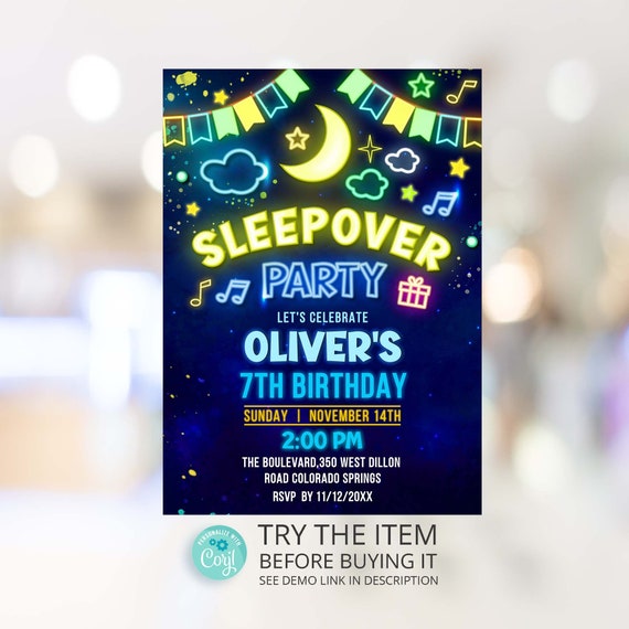 Boys Sleepover Invitation Template Sleepover Invitation - Etsy