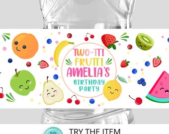 Etiqueta de botella de agua Twotti Frutti Cumpleaños • Etiqueta de botella de fiesta Tutti Frutti • Decoración Tutti Fruttii /0292