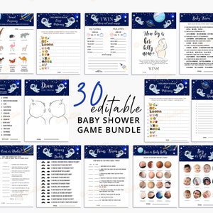 Twin Baby Shower Games Bundle, Outer Space Baby Shower Games Printable, Twins Baby Shower, Baby Shower Twins, Digital Baby Shower SP561