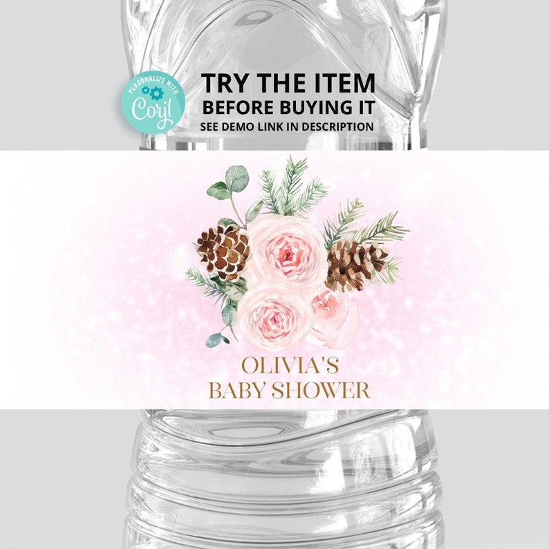 Baby Shower Water Bottle Labels Baby its Cold Outside Baby Shower Boho Winter Baby Shower Winter Wonderland Decorations W204