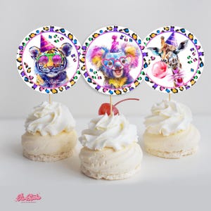 Party Animals Cupcake Topper,  Party Animals Birthday Decorations, Safari Animals Party Decorations, Wild One  PA140