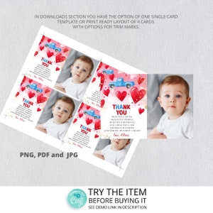 Valentine's Day Birthday Thank You Card Template With Photo Little ...