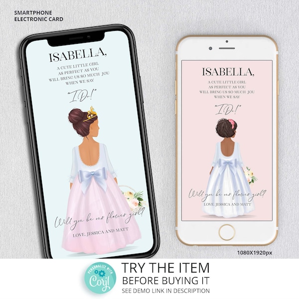 Personalized Flower Girl Proposal Smartphone Electronic Card | Will You Be Our Flower Girl, Junior Bridesmaid Phone Card /0277