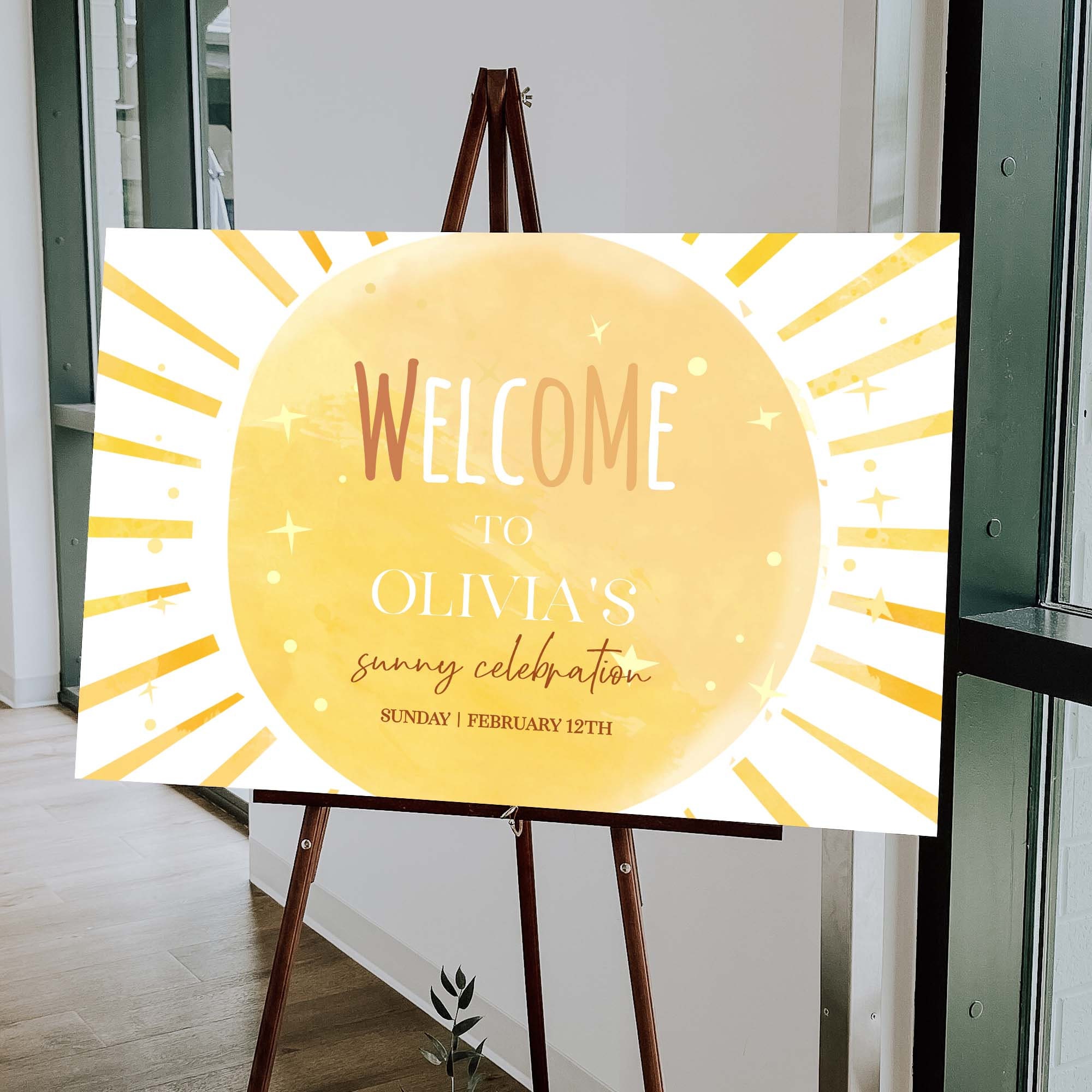 Sunshine Baby Shower Welcome Sign Template, A Little Ray of Sunshine ...