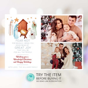 Christmas Card With Photo Template, Corjl Christmas Card Template Simple Christmas Card Biblical Christmas Cards CH1