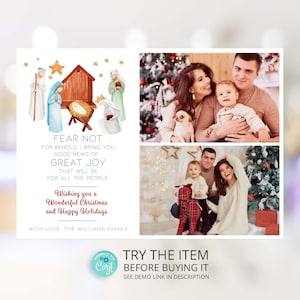 Christmas Card With Photo Template, Corjl Christmas Card Template Simple Christmas Card Biblical Christmas Cards CH1