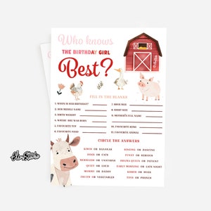 Fête d&#39;anniversaire avec les animaux de la ferme, jeu d&#39;anniversaire pour fille, Qui connaît l&#39;anniversaire de fille, Oink Baa Moo j&#39;ai deux ans, 2e anniversaire de fille, anniversaire à la ferme FA27