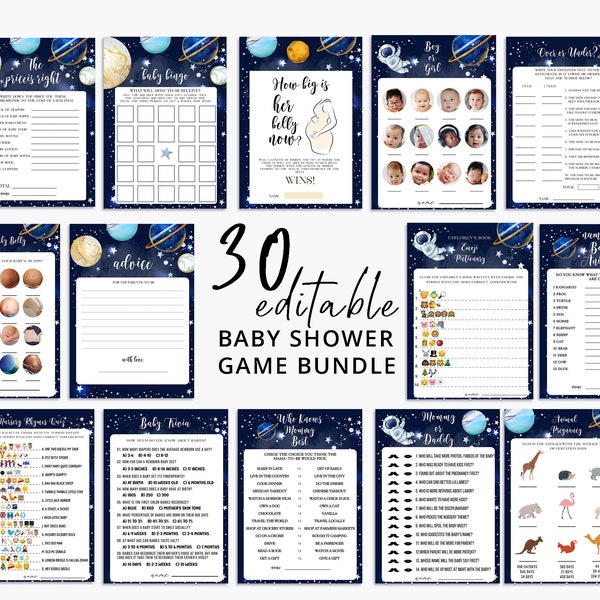Outer Space Baby Shower Games Printable • Galaxy Baby Shower Games Bundle • Virtual Baby Shower Games SP79